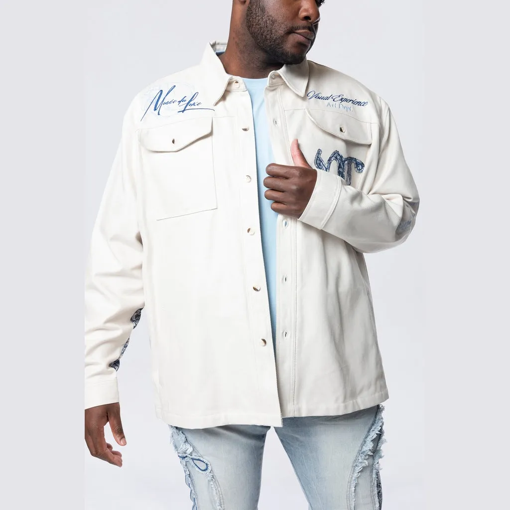 Big and Tall - Regular Collar LS Overshirt - Chalk