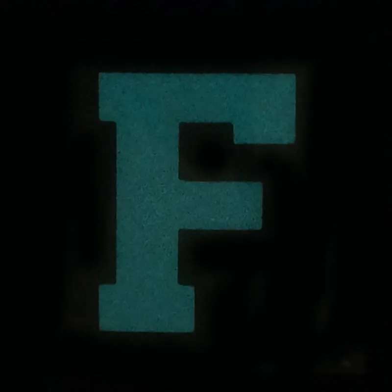 BIG LETTER F PATCH - BLUE GLOW IN THE DARK