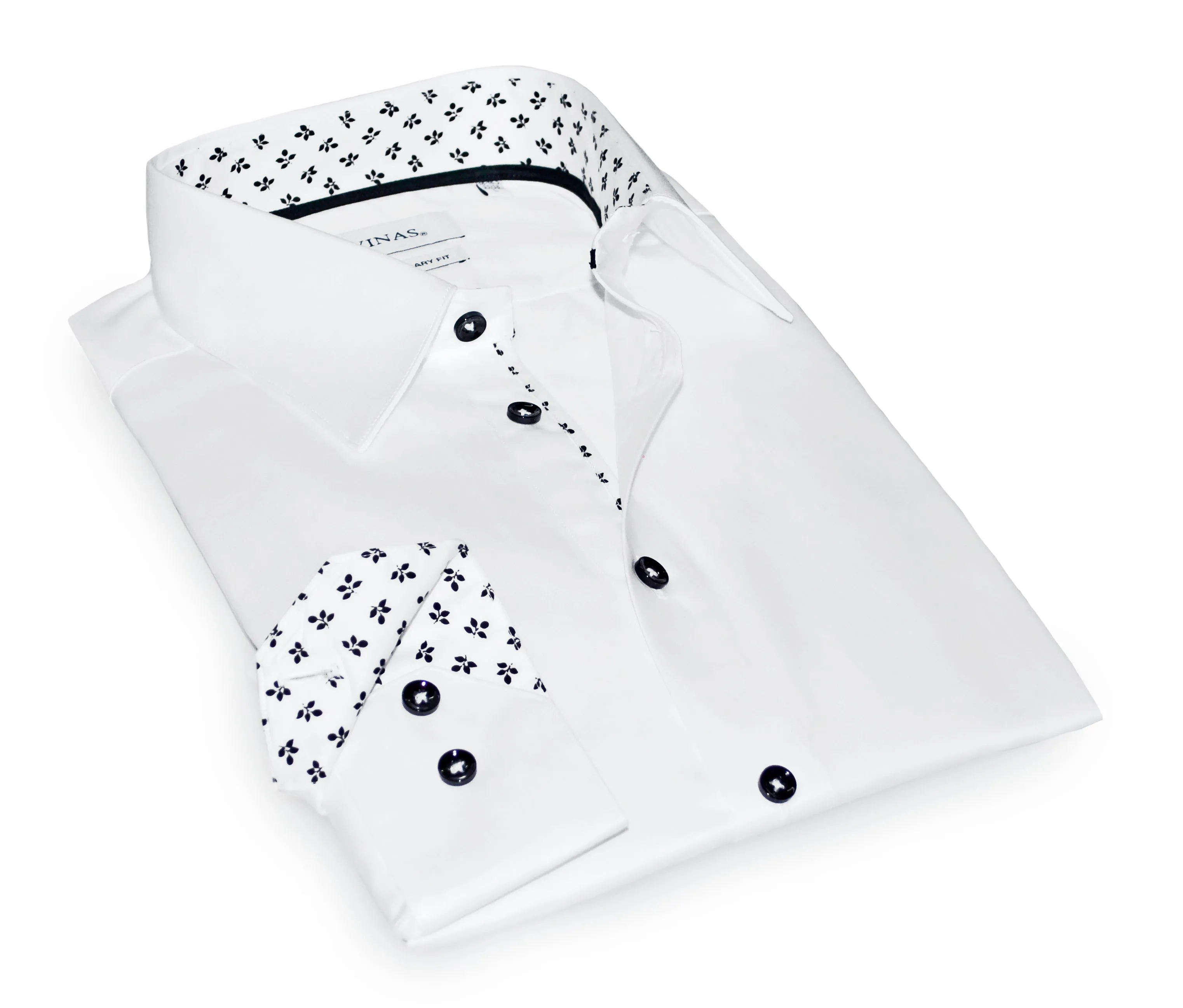 Bird Button-Up Shirt With Contrast Details // White  // Contemporary Fit (Regular)