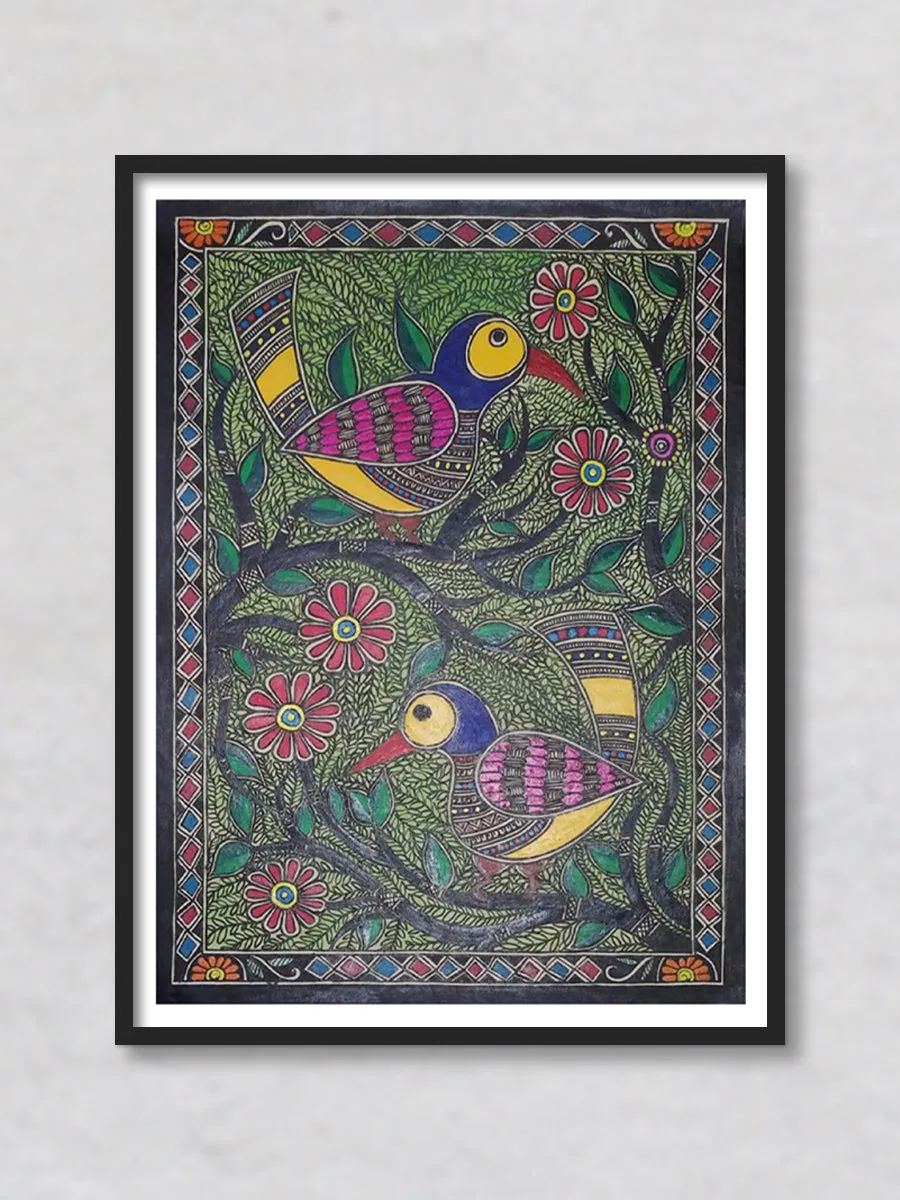 Birds in Nature Madhubani Painting by Ambika Devi