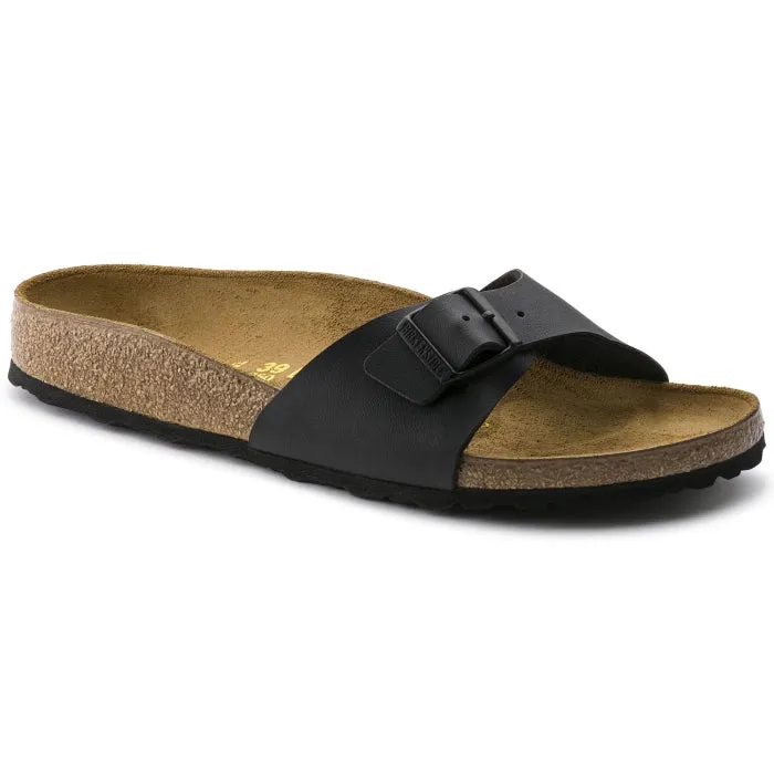 Birkenstock Madrid Womens Birko Flor Black Narrow Width