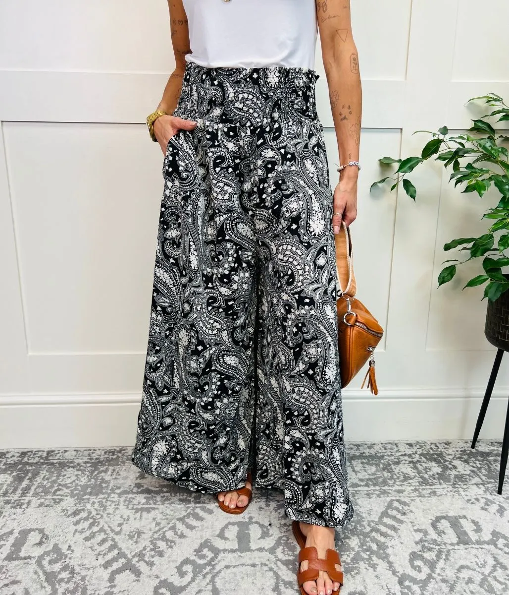 Black & White Print Palazzo Trousers