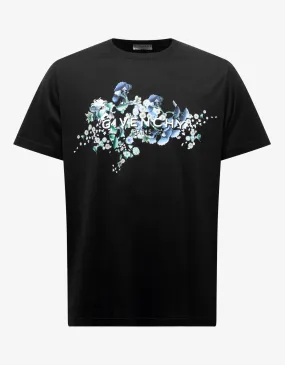 Black Floral Print T-Shirt -