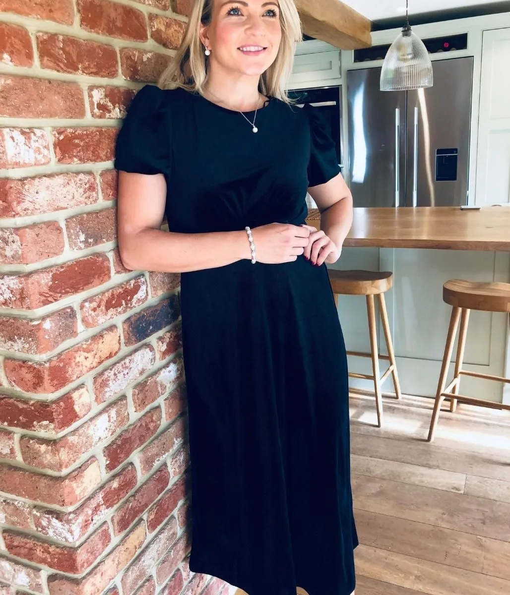 Black Velvet Midi Dress