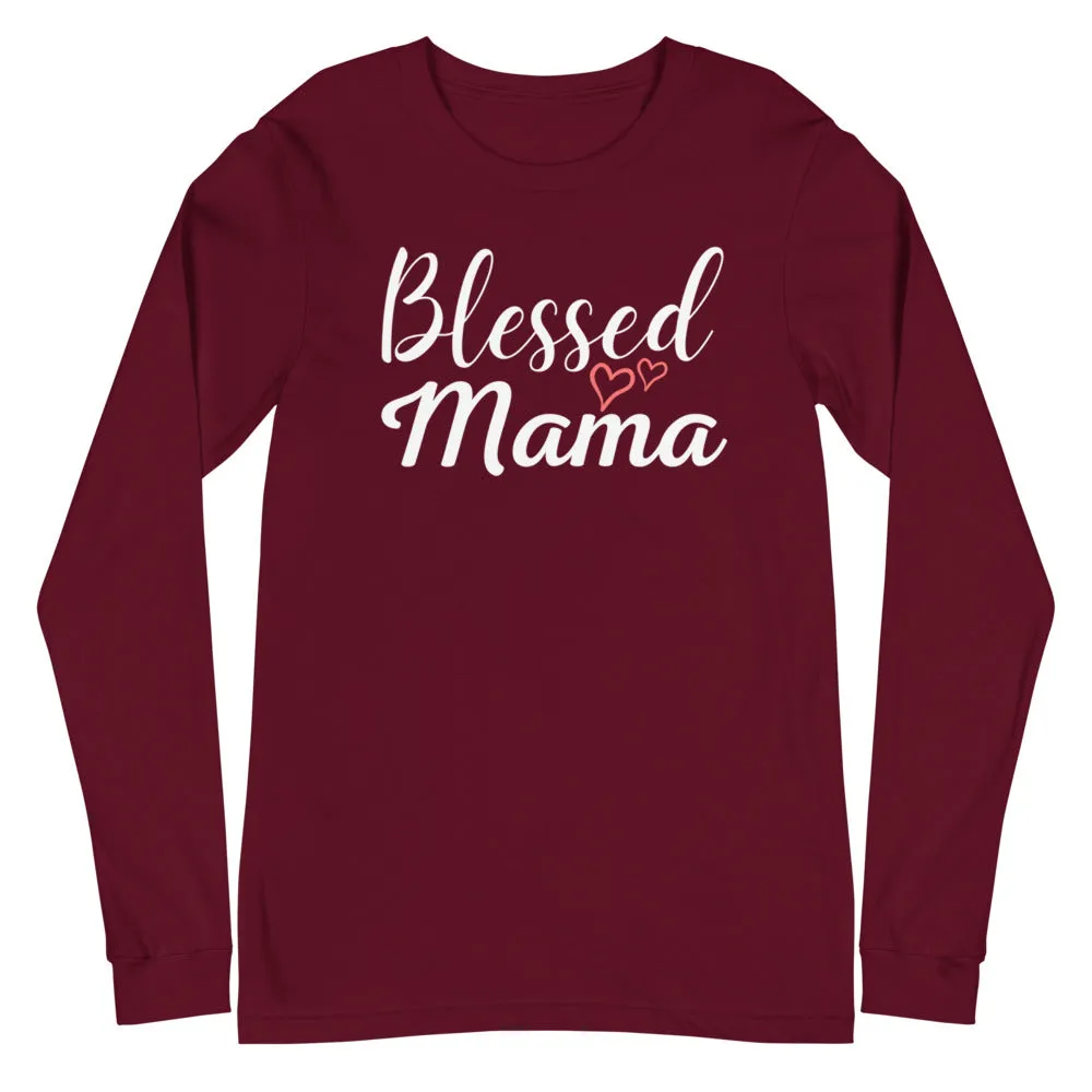 Blessed Mama Hearts Long Sleeve Tee (Several Colors Available)