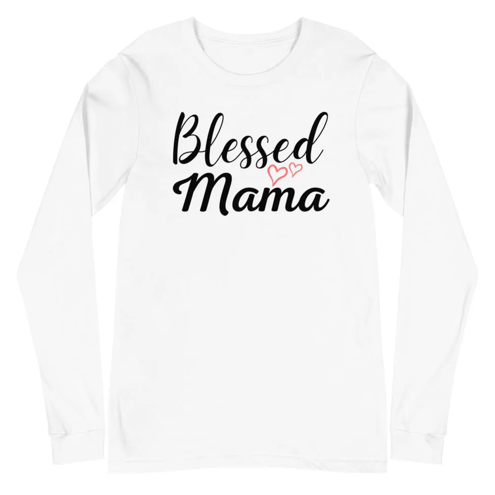 Blessed Mama Hearts Long Sleeve Tee (Several Colors Available)