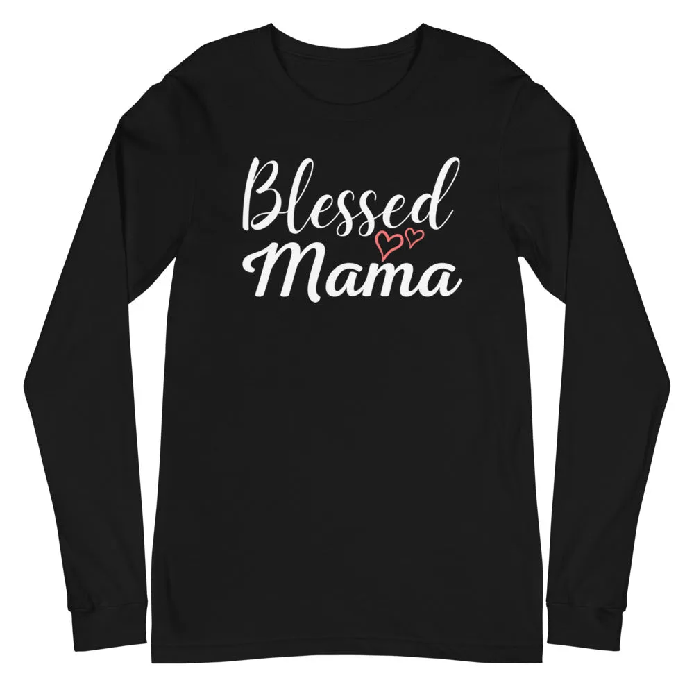 Blessed Mama Hearts Long Sleeve Tee (Several Colors Available)