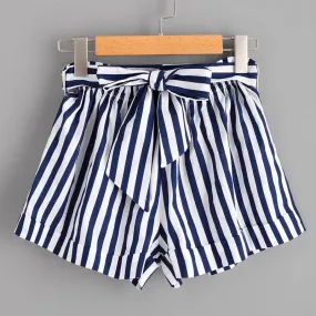 BLUE & WHITE STRIPED SHORTS