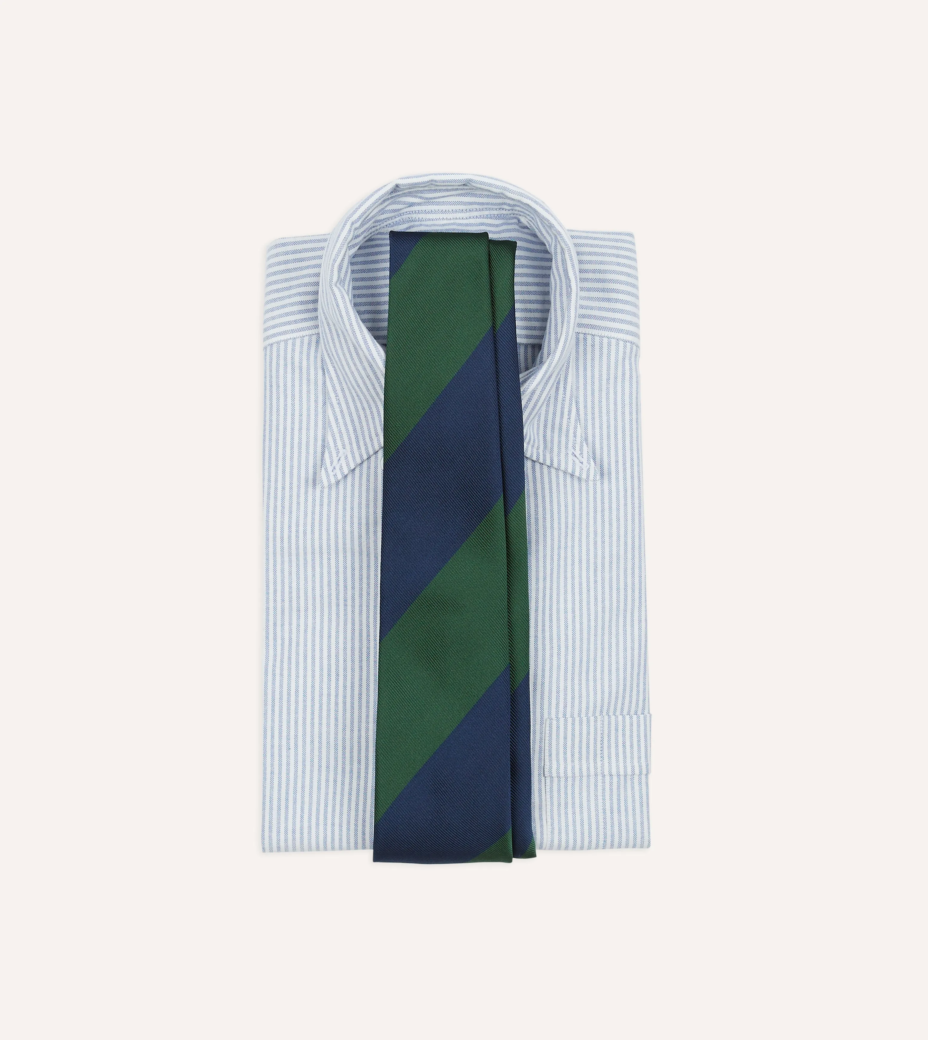 Blue and Green Dual Block Stripe Mogador Tipped Tie