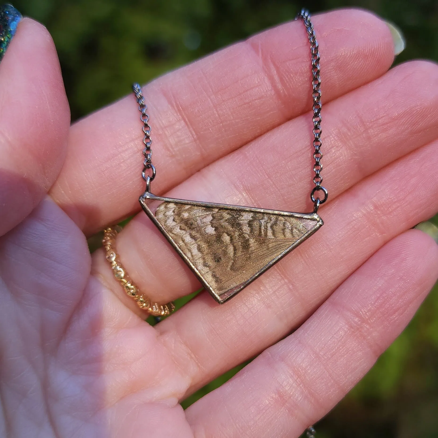 Blue Buck-Eye Butterfly Cardinal Necklace