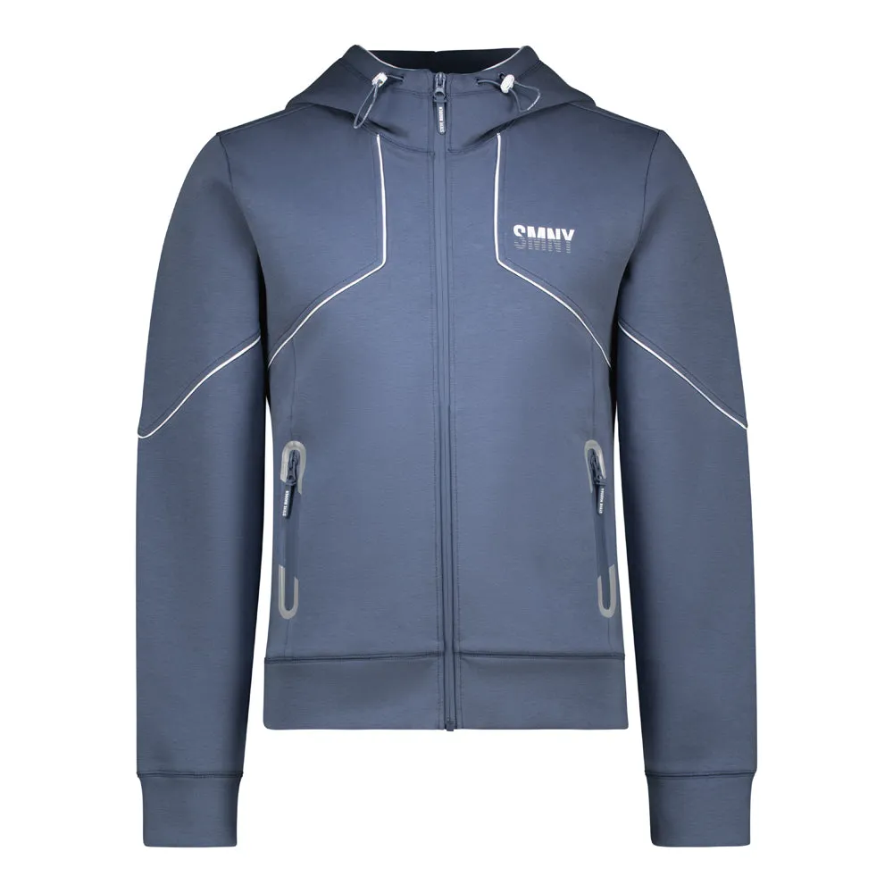 BLUE GREY SCUBA ZIP THRU HOODED SWEAT