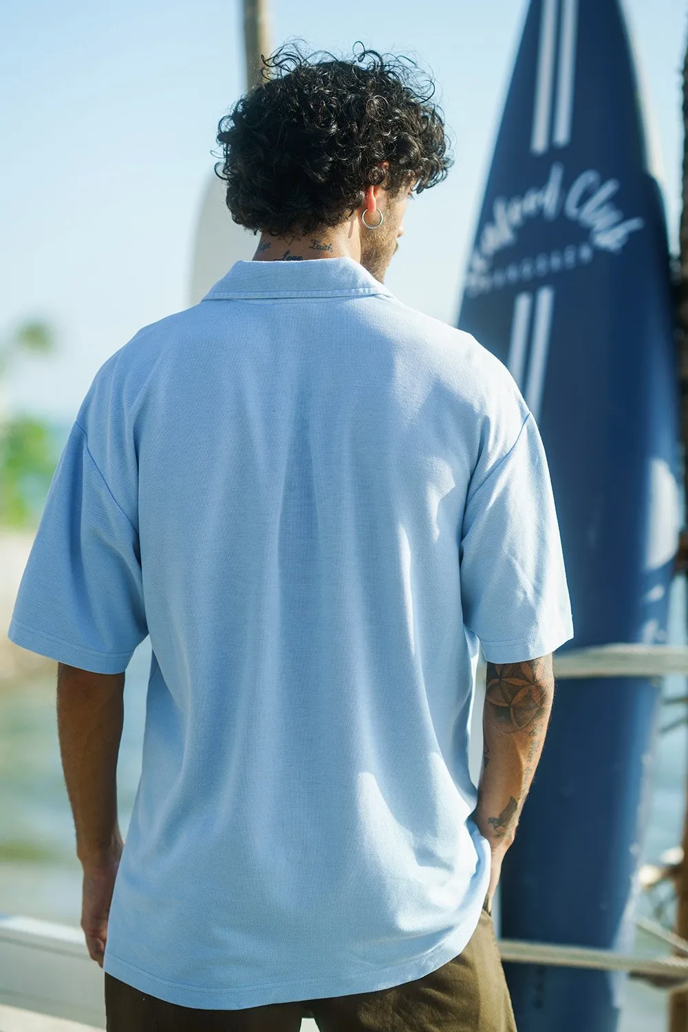 Blue Heavyweight Faded Polo