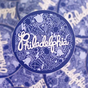 blue Philadelphia sticker, Philly icons vinyl sticker, Philadelphia souvenir, philly vinyl sticker