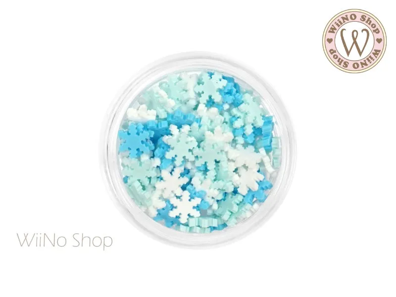 Blue Snowflake Mix Polymer Fimo Slices Nail Art Decoration