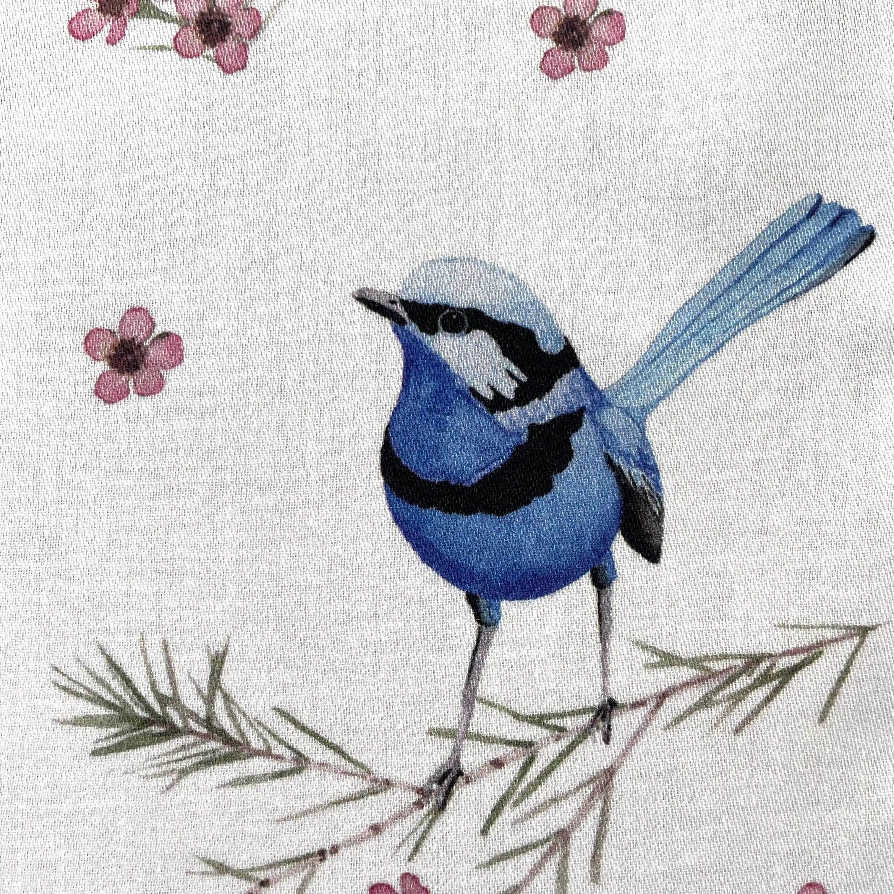 Blue Wren Handkerchief 5 birds