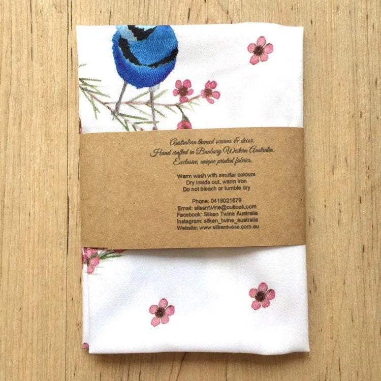 Blue Wren Handkerchief 5 birds