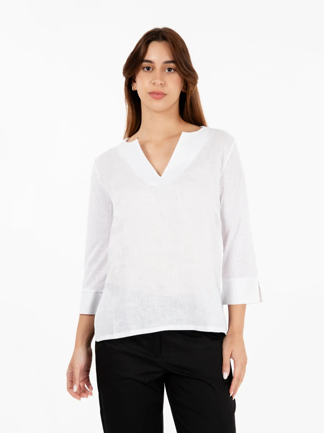 Blusa con maniche a 3/4 bianco