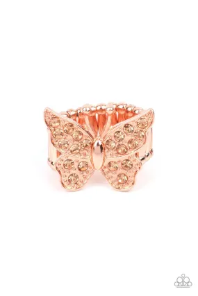 Bona Fide Butterfly Copper Rhinestone Ring - Paparazzi Accessories