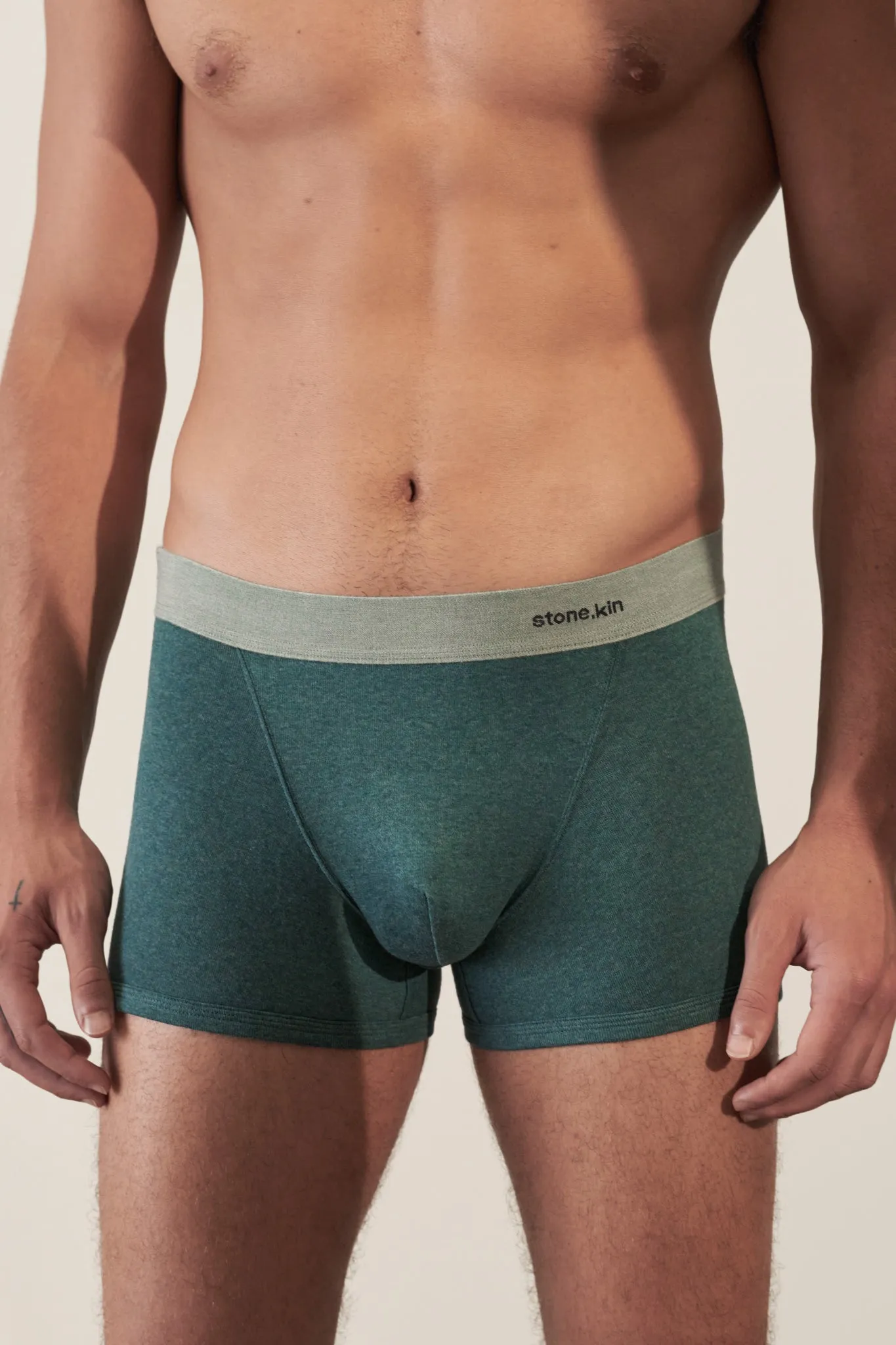 Boxer Brief in Organic Cotton Rib - Teal & Sage