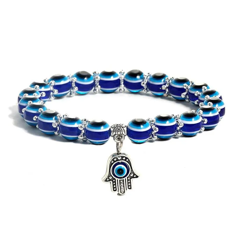 Bracelet - Evil Eye Hamsa Hand - Blue