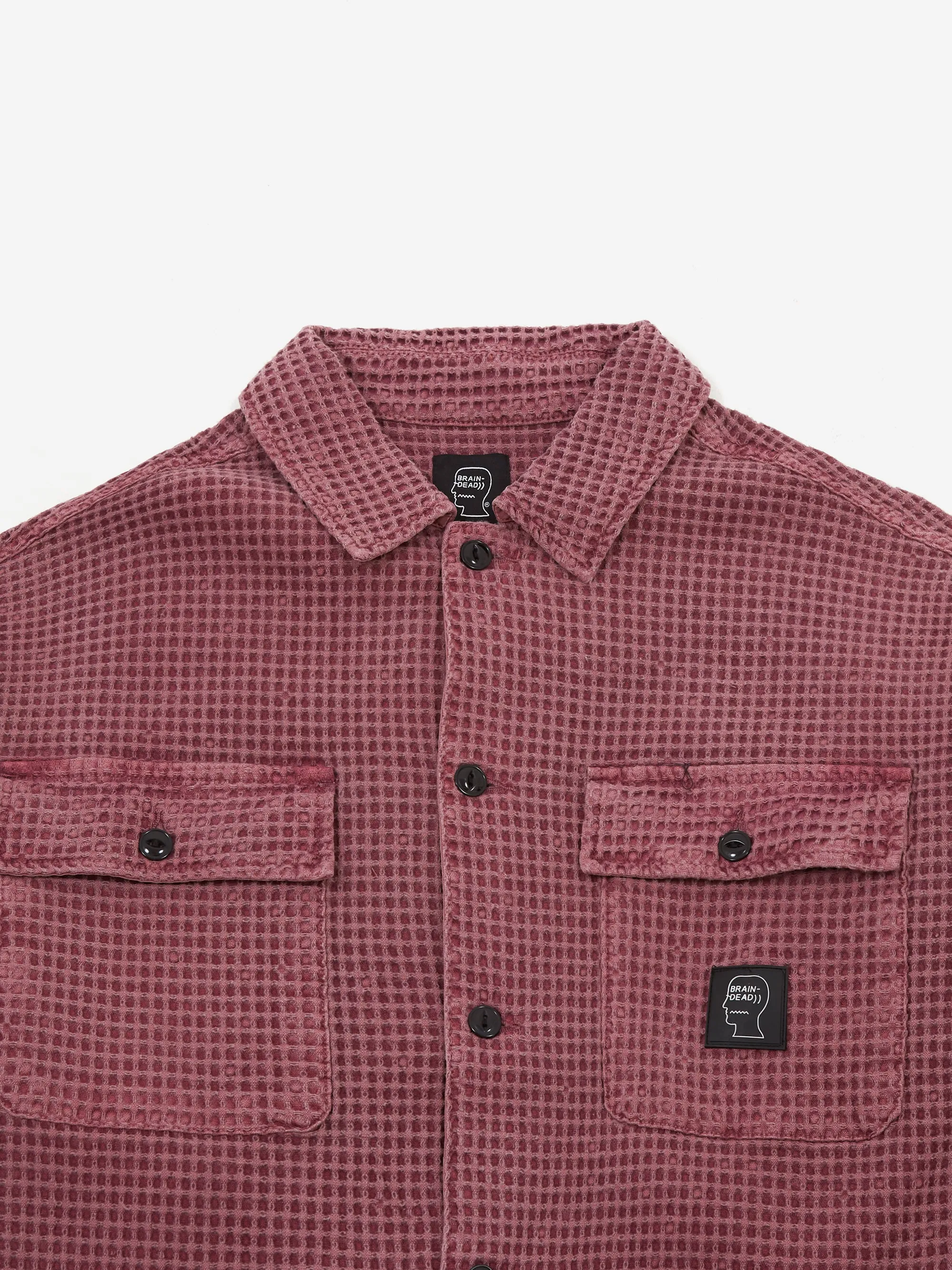 Brain Dead Waffle Button Front Shirt - Raspbery