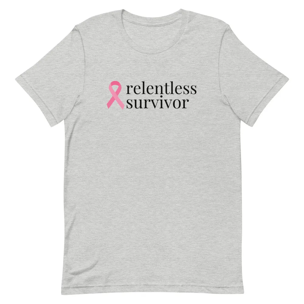 Breast Cancer relentless survivor Ribbon T-Shirt - Light Colors