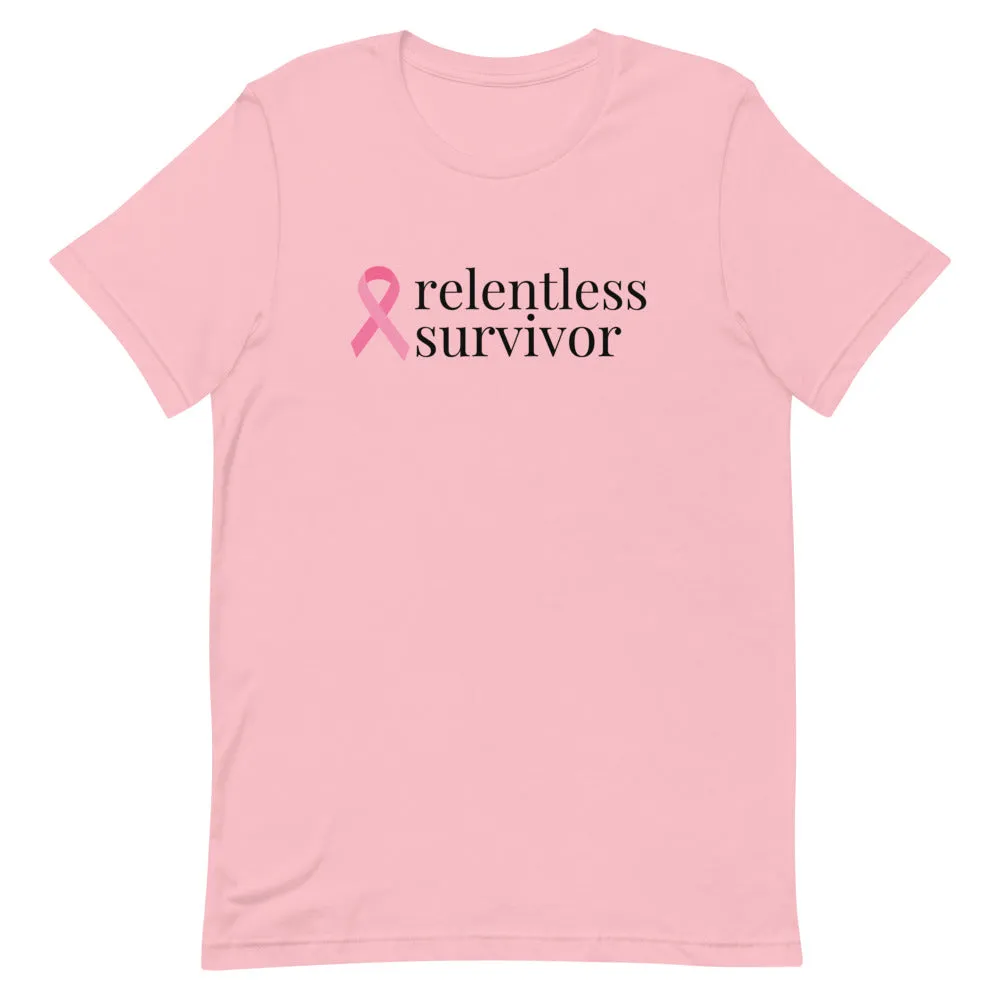 Breast Cancer relentless survivor Ribbon T-Shirt - Light Colors