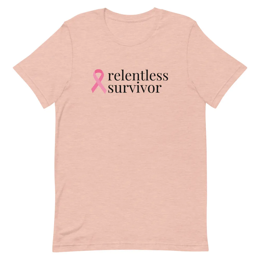 Breast Cancer relentless survivor Ribbon T-Shirt - Light Colors