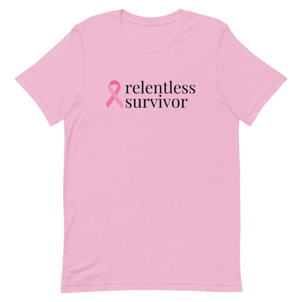 Breast Cancer relentless survivor Ribbon T-Shirt - Light Colors