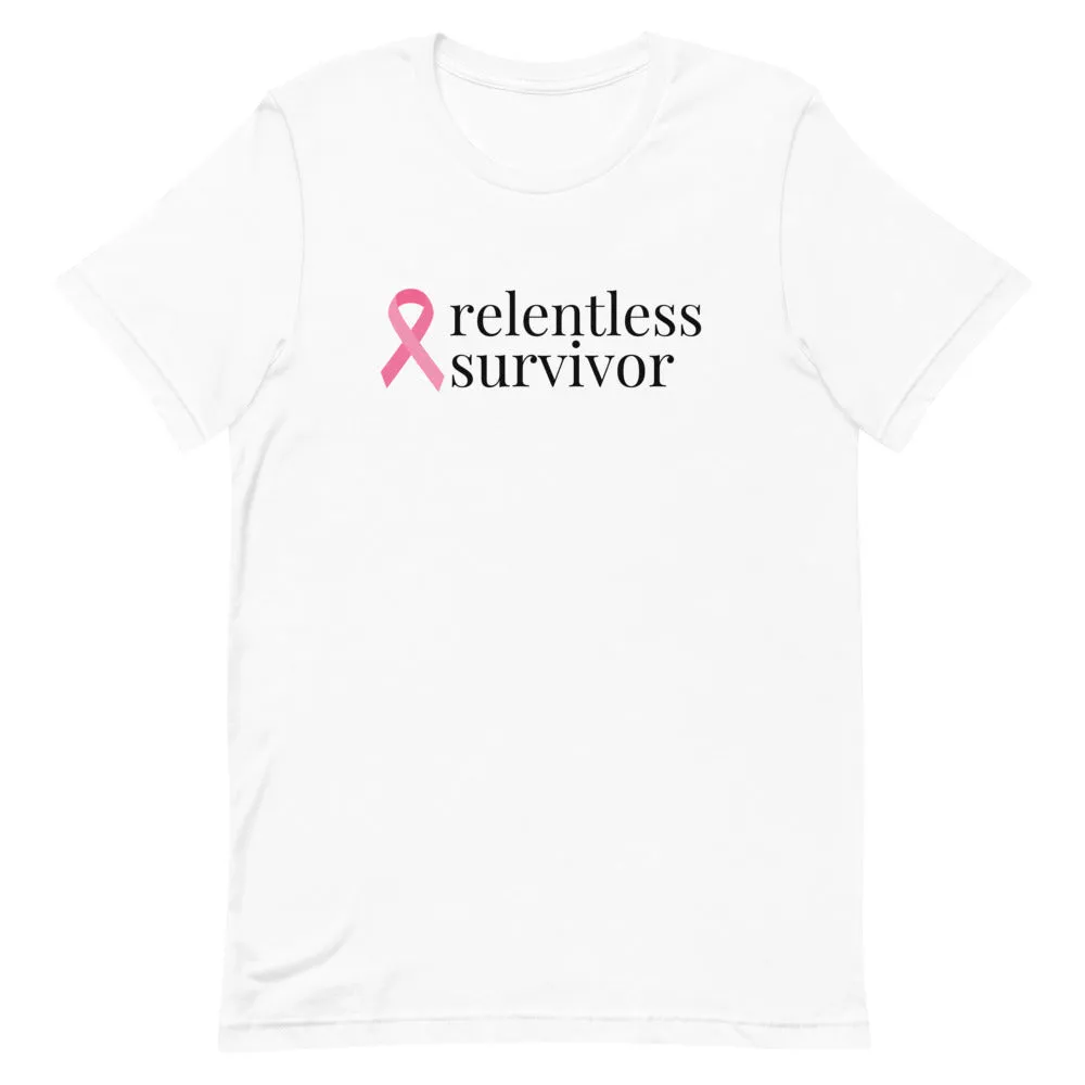 Breast Cancer relentless survivor Ribbon T-Shirt - Light Colors