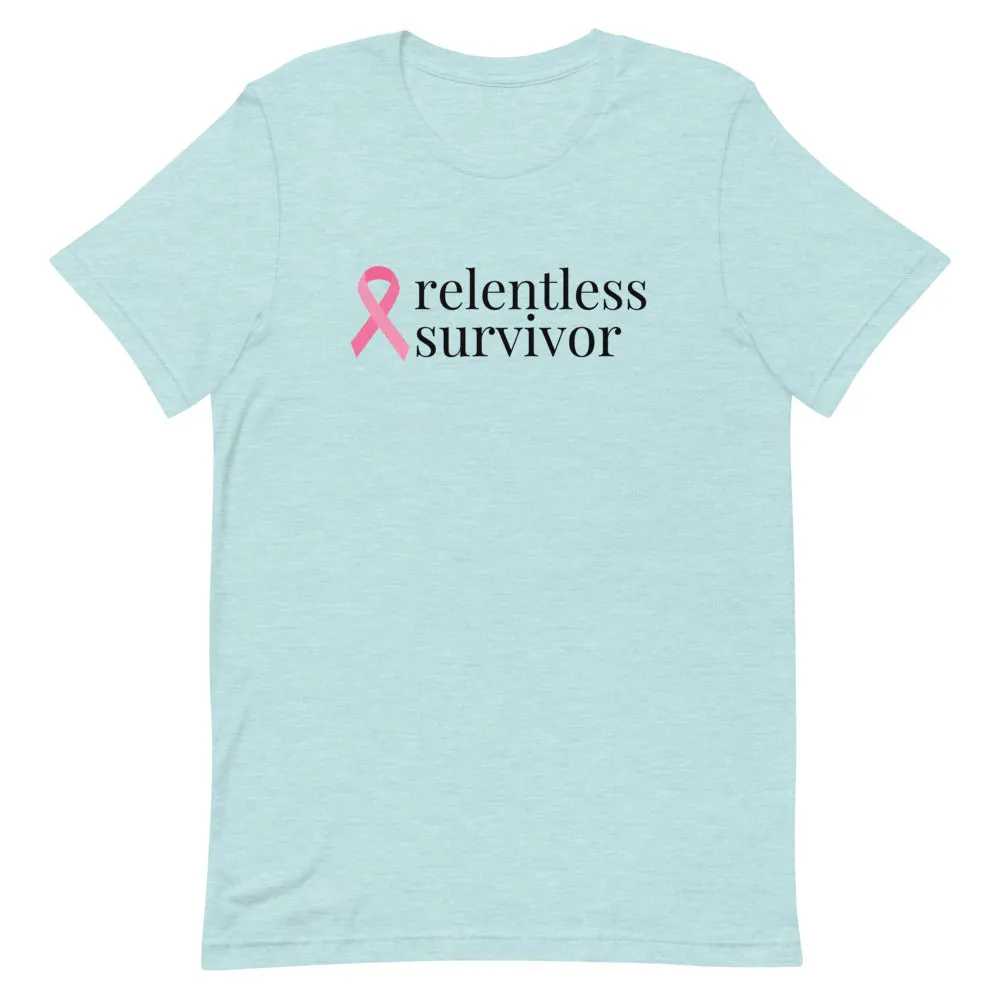 Breast Cancer relentless survivor Ribbon T-Shirt - Light Colors