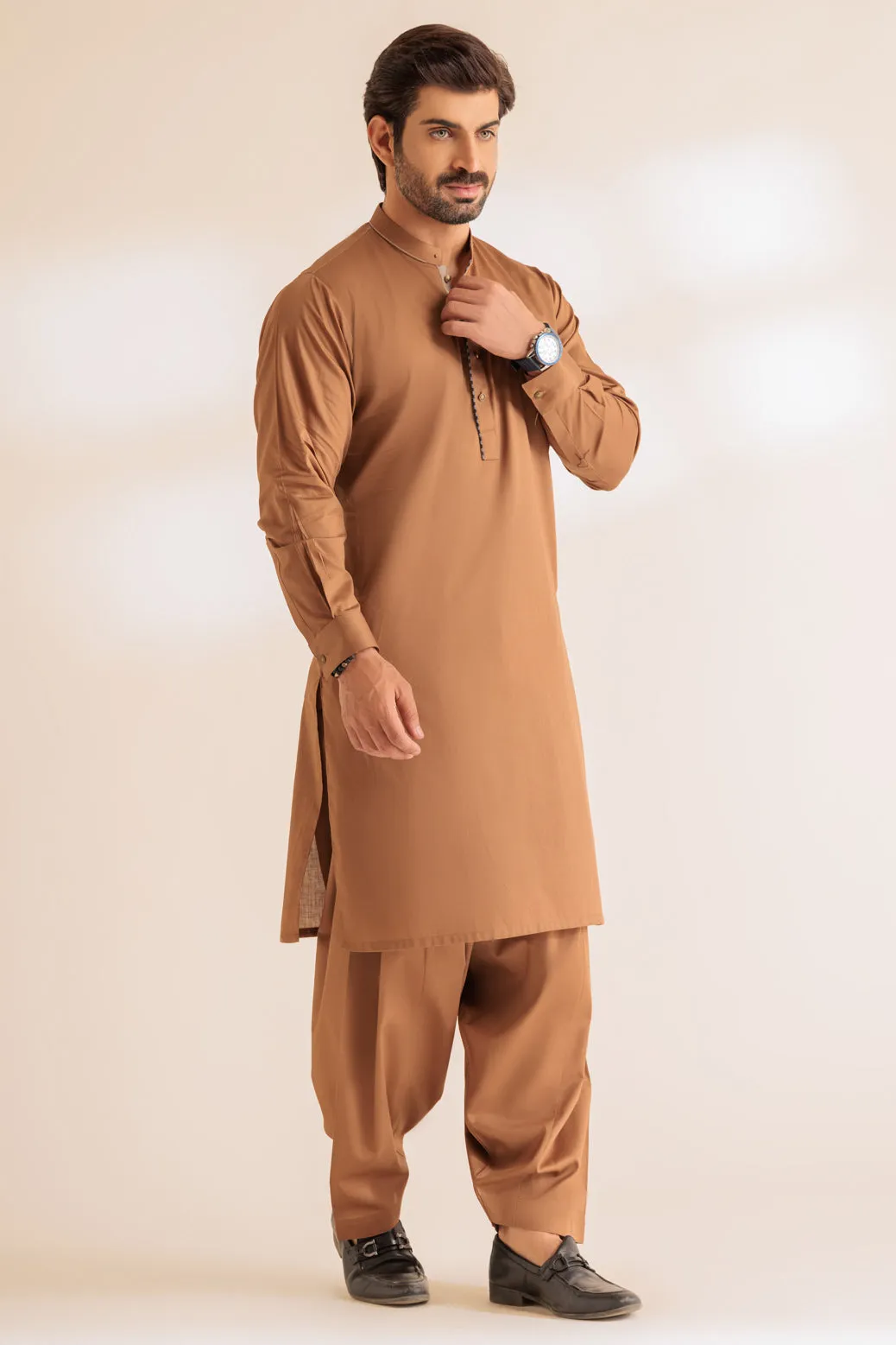 BUFF-COTTON-KURTA SHALWAR - (KSRS24-015) BIN 58 M9