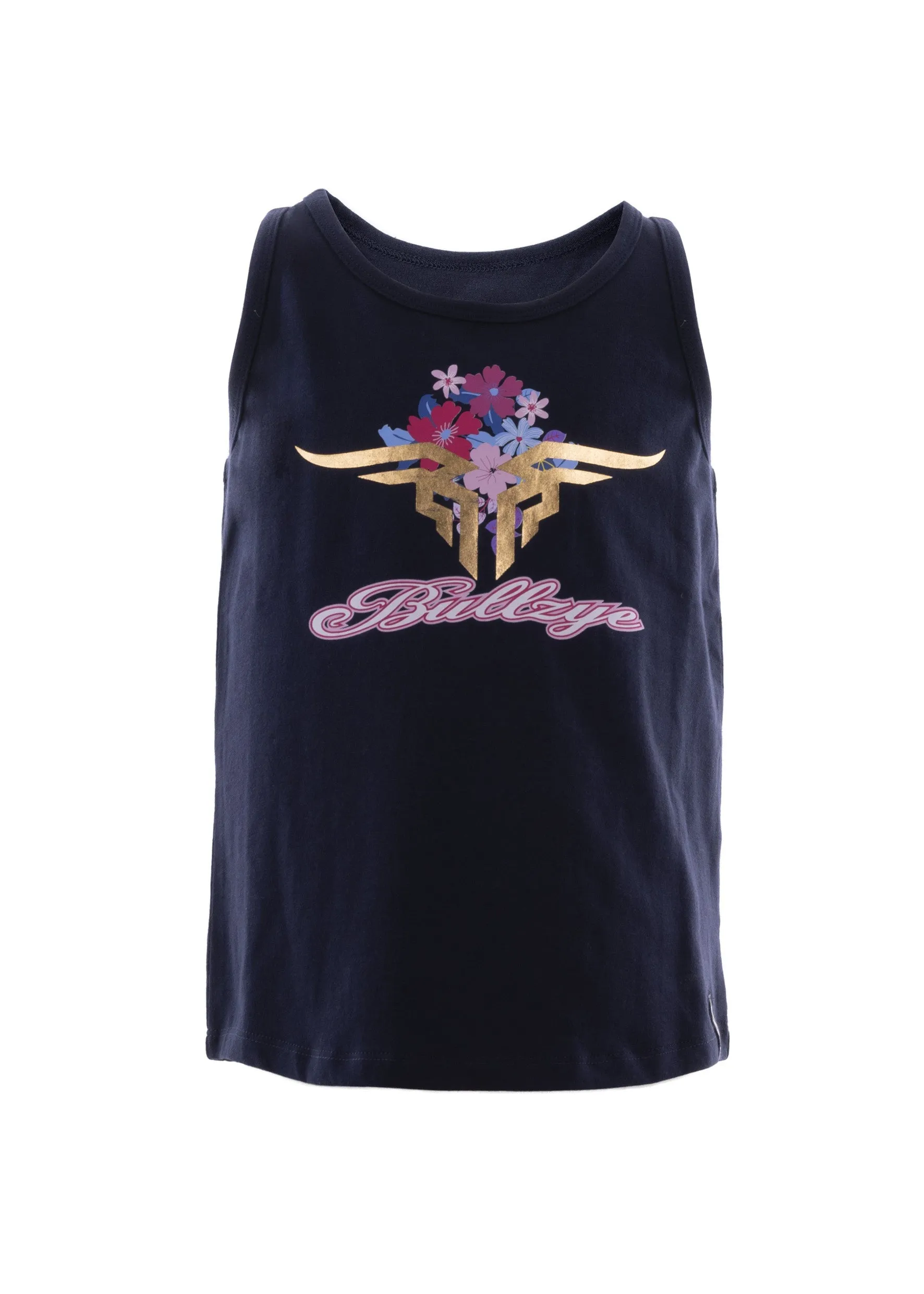 Bullzye Girls Bloom Singlet - Navy - B2S5500213