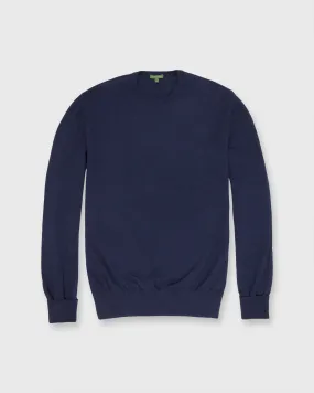 Casual Crewneck Sweater in Heather Denim Cotton/Cashmere