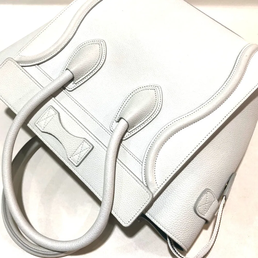 CELINE Handbag 167793 leather Off White x Sky Blue Tote Bag Micro shopper Women Used Authentic