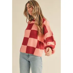 Checkered Up Oversized Sweater Multi Color