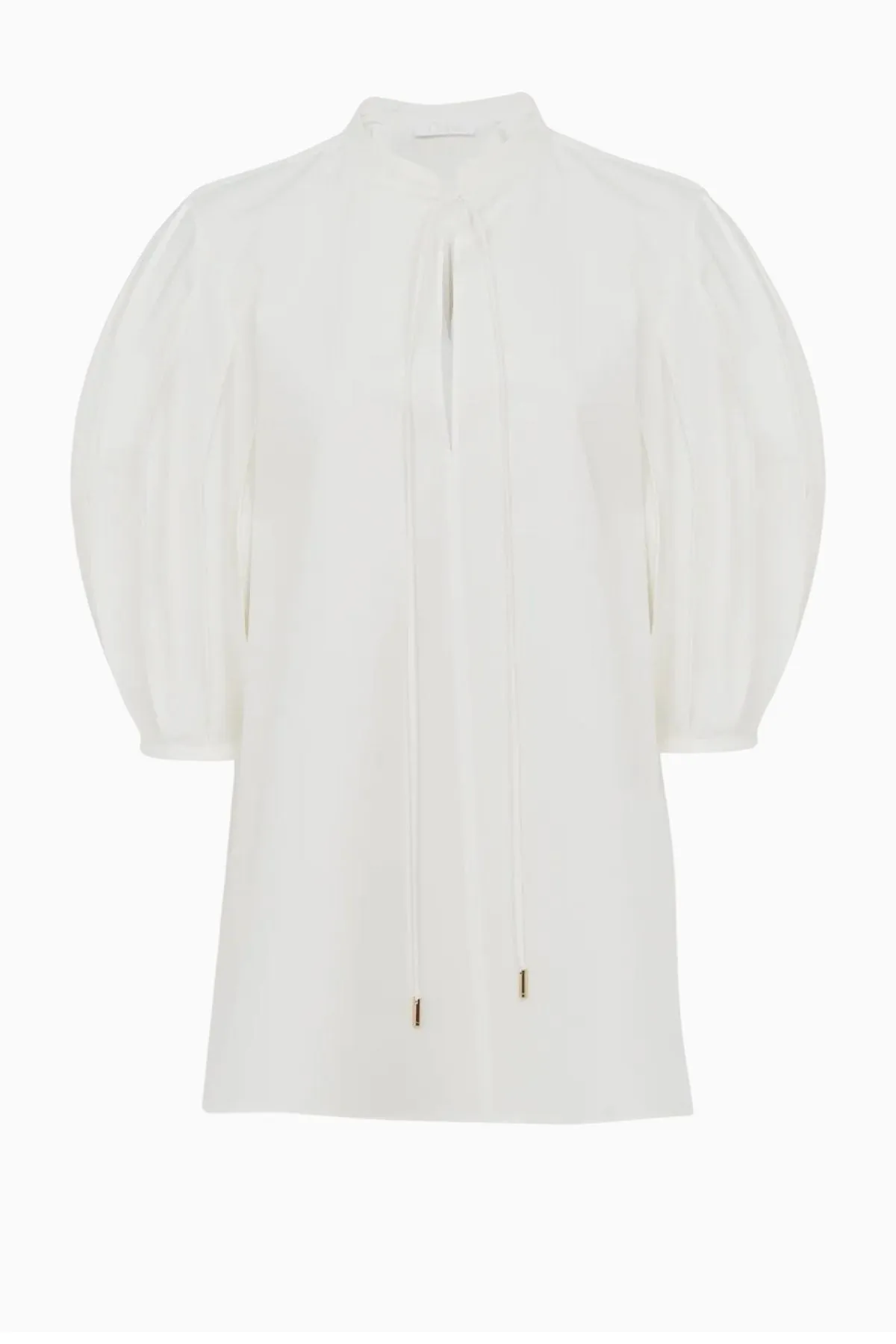 Chloé Organic Cotton Tie Detail Tunic Top - Buttercream