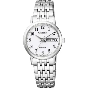 CITIZEN COLLECTION ECO-DRIVE SILVER STRAP WHITE DIAL LADIES WATCH EW3250-53A