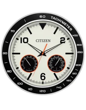 Citizen Outdoor Wall Clock - Black & Silver-Tone - Luminescent - Sub-dials