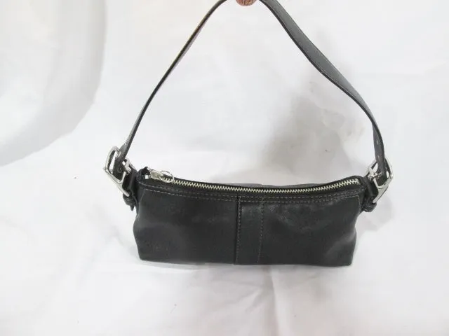 COACH 7461 EAST WEST LEATHER Signature Bag Clutch Baguette Purse BLACK Shoulder