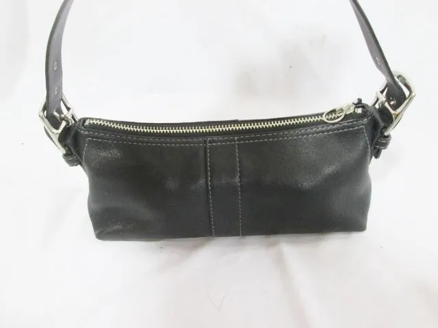 COACH 7461 EAST WEST LEATHER Signature Bag Clutch Baguette Purse BLACK Shoulder