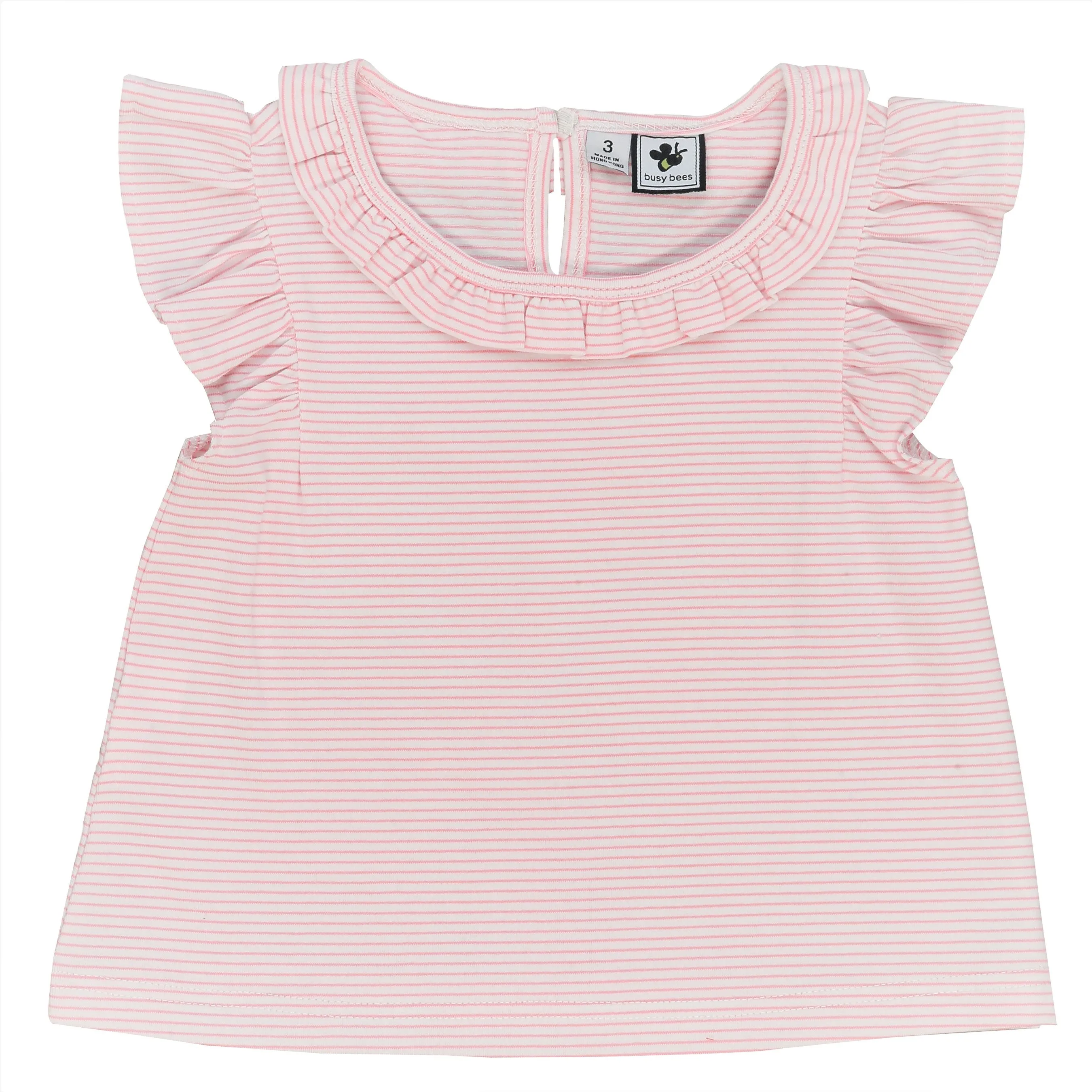 Colette Ruffle Top Light Pink Stripe