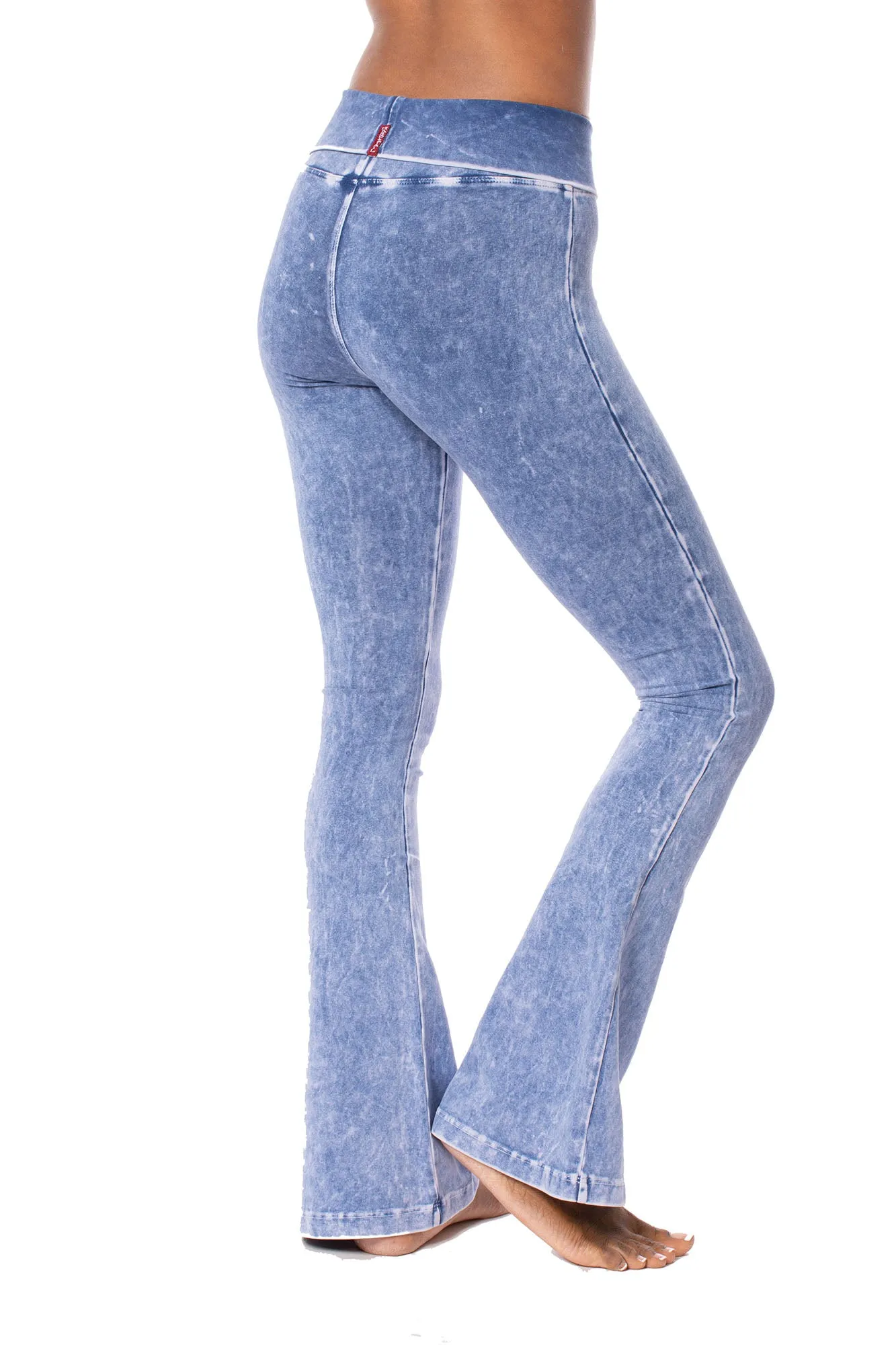 Contour Roll Down Boho Bell Bottom Flare (W-598, Light Blue Mineral Wash MW7) by Hard Tail Forever