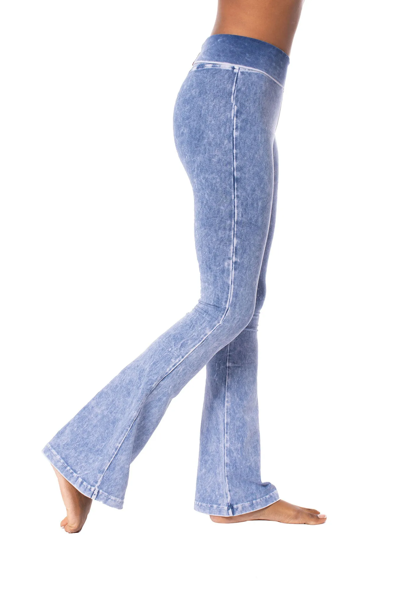 Contour Roll Down Boho Bell Bottom Flare (W-598, Light Blue Mineral Wash MW7) by Hard Tail Forever