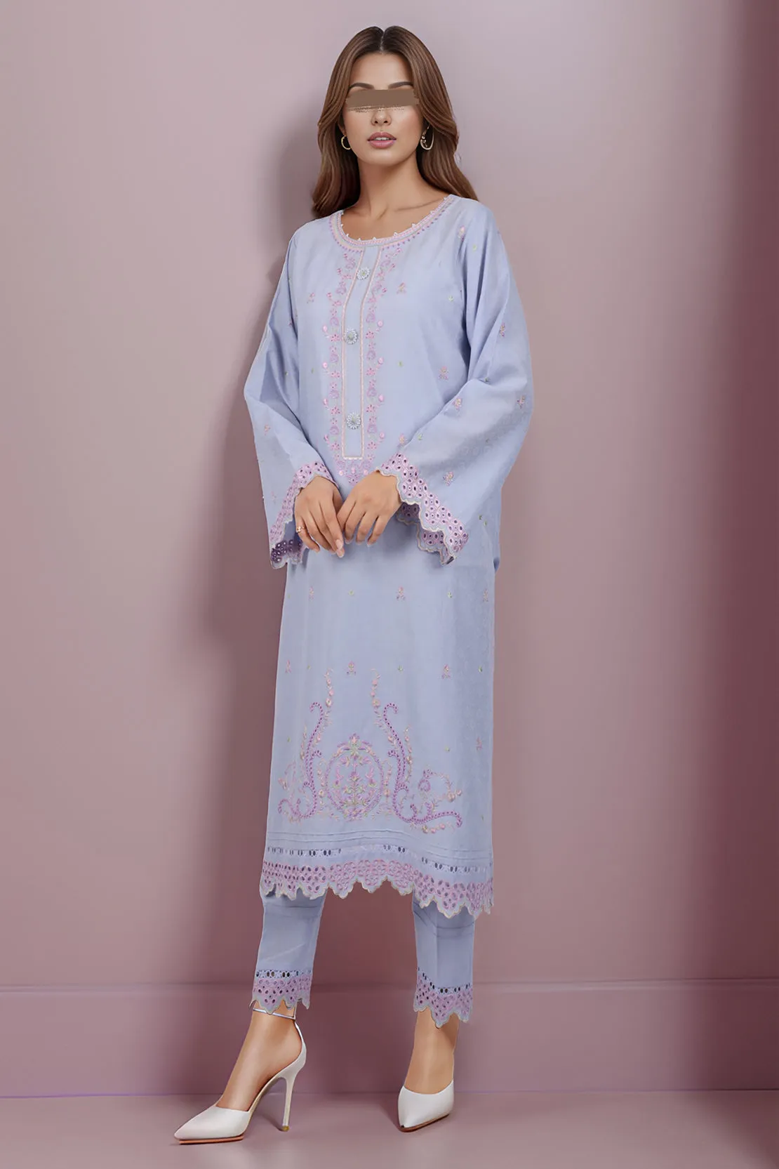 Cotton Jacquard Embroidered Stitched 2 Piece (Shirt/Trouser)