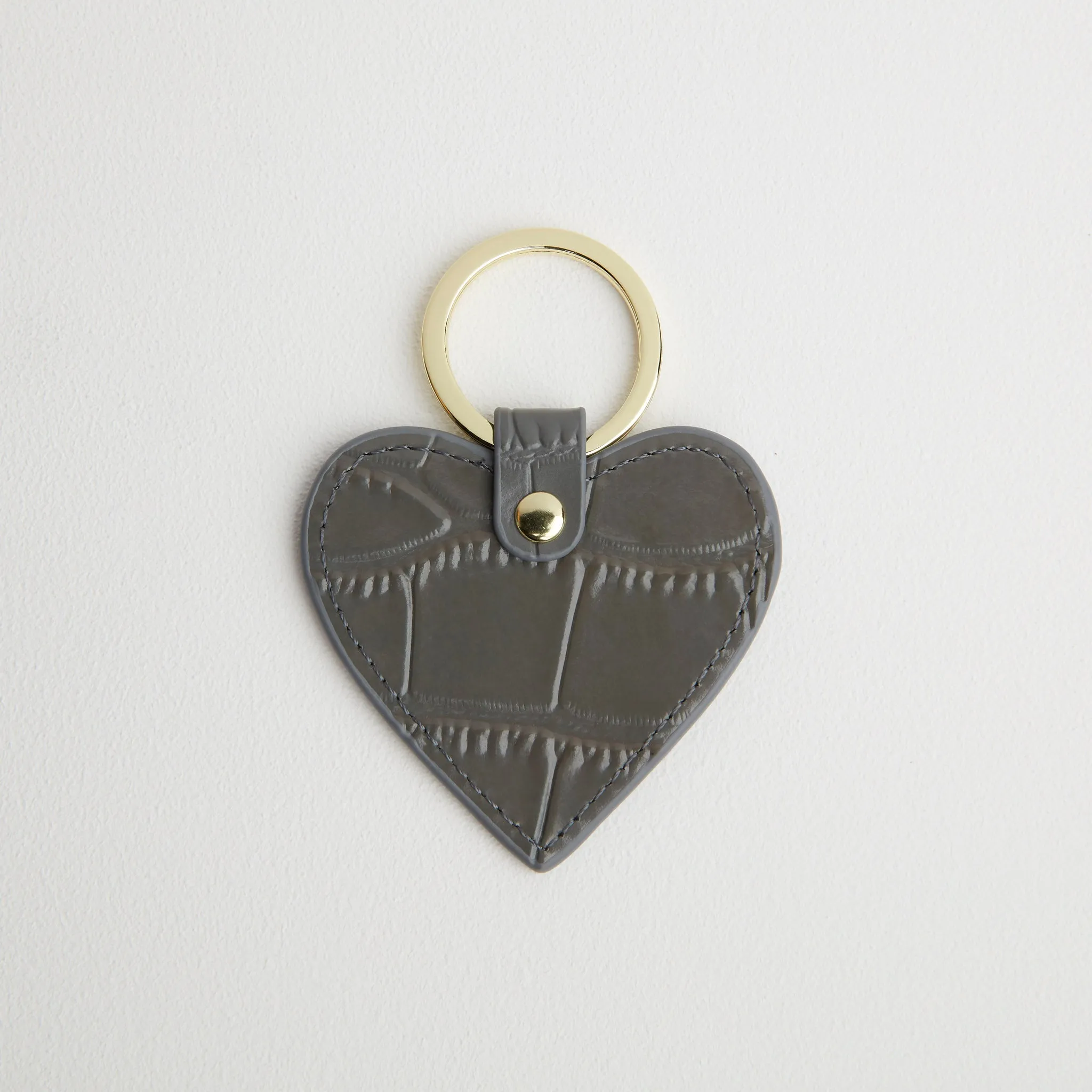 Croc Leather Heart Keyring