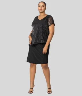 Curve Asymmetric Shimmer Overlay Dress 30/32