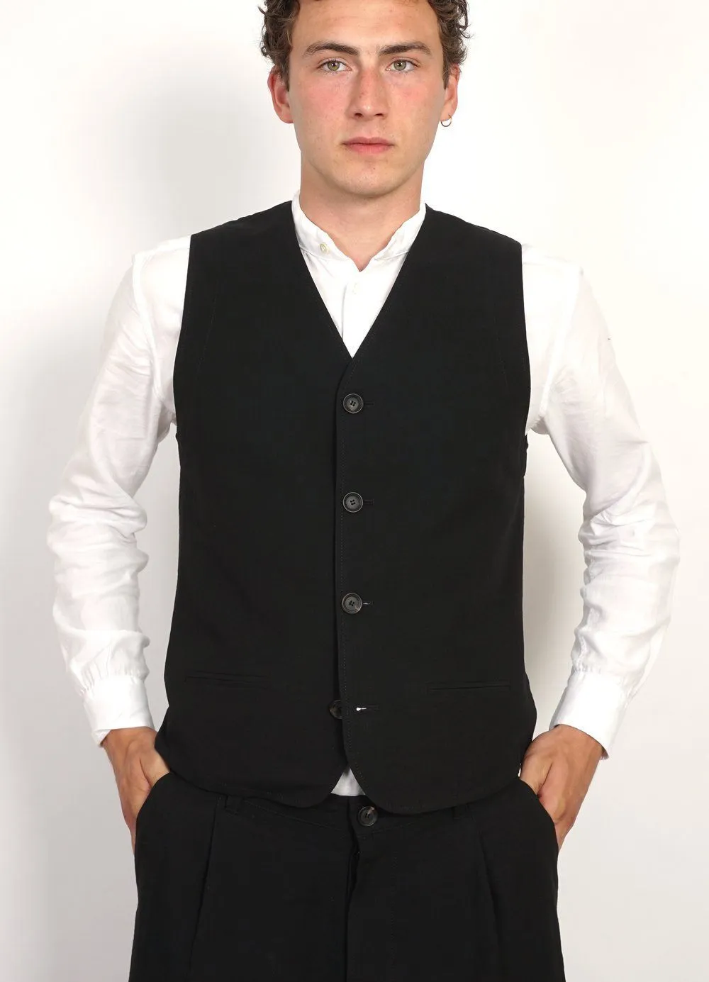 DANIEL | Four Button Waistcoat | Black