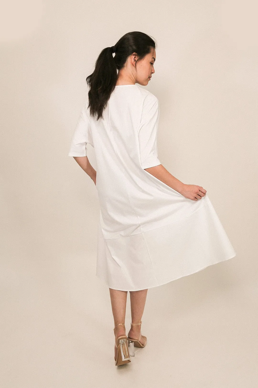 DAVINA MAXI DRESS IN ITALIAN JERSEY AND POPLIN COTTON