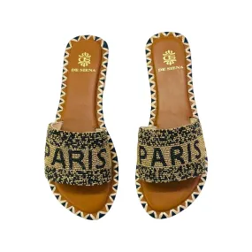 De Siena Paris Gold Black Flats Pantoletten